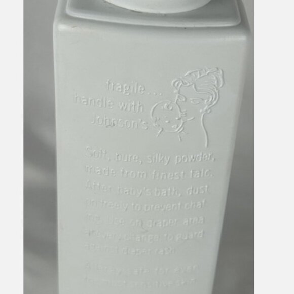 Vtg Johnsons Baby Powder Embossed Bottle 14 Oz 1/3 Full Movie Prop USA Babies - Picture 2 of 4
